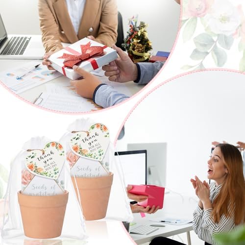 Ctosree 24 Sets Appreciation Gifts Thank You for All You Do Seed Packets Flowerpot Thanks Tags Organza Bags for Coworker Staff Employee Nurse Appreciation Gifts - Image 6