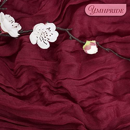 YMHPRIDE 12 Pack Cheesecloth Table Runner 35x120in Burgundy Table Runner - Image 3