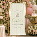 Welcome To Sage Green Striped Pram Baby Shower Welcome Banner by Custom