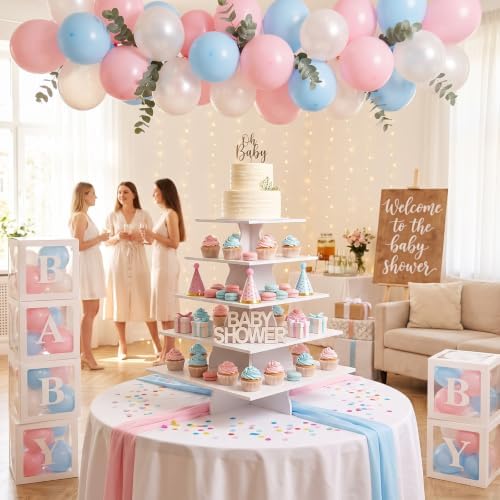 Nuanchu 5 Tier Large White Cupcake Stand for Wedding Christmas, Square - Image 7