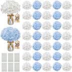 65PCS Hydrangea Artificial Flowers with Stronger Bendable Stems, Premium Silk Faux Hydrangea Flowers Bulk for DIY Wedding, Arches, Baby Showers & Event Decor(Mixed Color, 35 Ivory, 30 Blue) by ECCELSO
