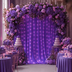 10x10ft Purple Backdrop Curtains with Lights Photo Drapes Wrinkle Free Fabric Backdrop Curtain for Wedding Birthday Party Baby Shower Bridal Shower Home Party Background Decorations - Image 3