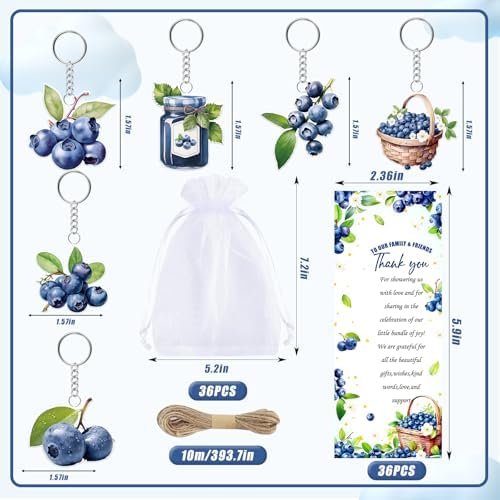 145 Pieces Blueberry Baby Shower Favors for Guest BlueBerry Sweet Baby Ballpoint Pens and Keychains Gifts Bulk Retractable Baby Shower Pens Gender Reveal Greeting Cards Souvenirs Prizes - Image 3