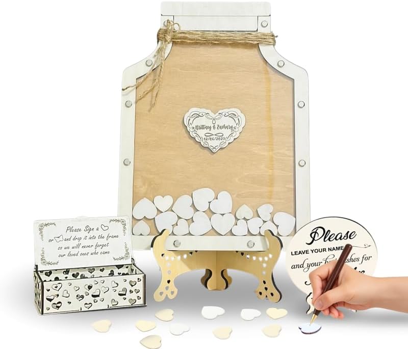 Personalized Mason Jar Wedding Guest Book Alternative Drop Box, Rustic Set by Handmade