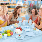 Funnymoom 452 Pcs Light Blue Party Supplies for 50 Guests, Baby Blue Scalloped Paper Plates Napkins Cups Plastic Tablecloth Cutlery Straws for Baby Bridal Shower, Birthday Wedding Party Decoration - Image 5