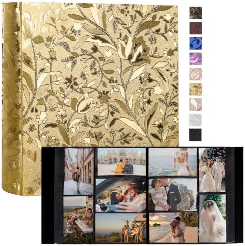 RECUTMS 1000 Photo Album 4x6 Pictures Leather Large Graduation Albums Gold by RECUTMS