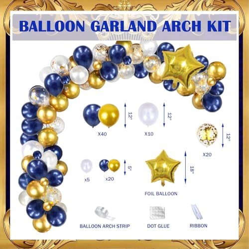 122 PCs Royal Prince Baby Shower Decorations for Boy, Fiesec A Little Prince Is On The Way Its Royal Baby Shower Backdrop Balloon Garland Banner Cake Cupcake Topper Crown Star Blue White Gold - Image 5