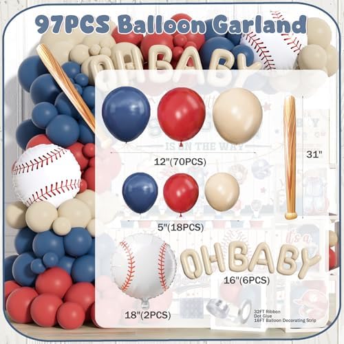 Hombae Baseball Baby Shower Decorations, A Little Slugger Party Supplies with Welcome Baby Banner Banners, Cake Cupcake Toppers, Tablecloth, Backdrop, Poster, Badges, Sash - Image 3
