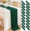 20 Pack Dark Green Cheesecloth Table Runner, 17x108 Inch Semi Sheer Boho Gauze Cheese Cloth Fabric Table Runners for Wedding Party Baby Shower Birthday Garden Farmhouse Table Decor by Yemosa
