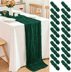 20 Pack Dark Green Cheesecloth Table Runner, 17x108 Inch Semi Sheer Boho Gauze Cheese Cloth Fabric Table Runners for Wedding Party Baby Shower Birthday Garden Farmhouse Table Decor by Yemosa