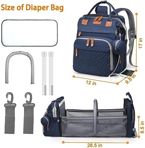 Astro alan Baby Diaper Bag with Changing Station, Waterproof Diaper Bag Backpack for Moms Dads with USB Charging Port, Baby Shower Gifts, Baby essentials, Blue - Image 6