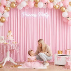 MEETSKY Pink Backdrop Curtains,Birthday Backdrop Drapes,5ft x 7ft,2 Panels - Image 4