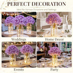 4 Sets Mason Jar Centerpiece with LED Lights and Purple Hydrangea Fake Flowers Vase for Wedding Bridal Shower Party Coffee Table Decor - Image 6