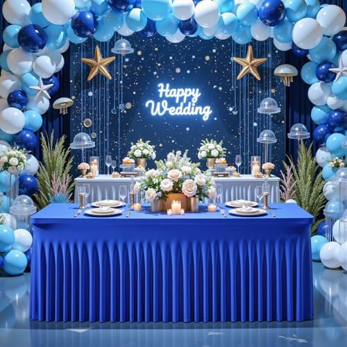 Shillance 2 Packs Royal Blue Tableclothes for 4 Foot Rectangle Table,Wrinkle Free Spandex Tablecovers 4FT Stretch Fitted Table Cloth with Skirt for Birthday Parties Graduations Event Wedding Banquet - Image 7
