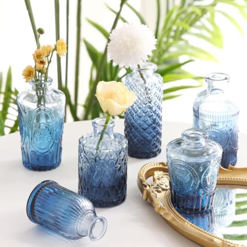 Fixwal 36 Blue Bud Vases Glass Bud Vase Set of 36, Small Vases for Flowers - Image 7