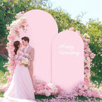 Pink Arch Backdrop Cover 2 Set - 7.2FT, 6FT Spandex Fitted Wedding Arch Stand Covers Round Top Chiara Arch Backdrop Stands Cover for Birthday Parties Banquet Photo Background Decoration - Image 3