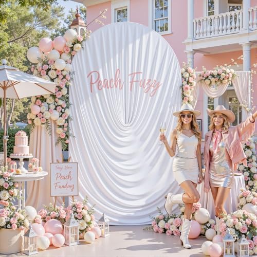 7.2FT White Arch Backdrop Cover Wedding Draped Arch Cover, Stretchy Spandex Balloon Backdrop Arch Stand Covers for Wedding Ceremony, Baby Shower, Photography Birthday Party Decorations - Image 2