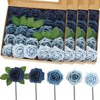 100 Pcs Artificial Rose Flowers, Shades of Blue by Luinabio