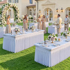 4 Pack White Spandex Tablecloth for 6FT Rectangle Tables, Fitted Stretch Table Cover with Skirt, Wrinkle Free Washable Elastic Table Cloth for 6 Foot Folding Table, Wedding Banquet Baby Shower - Image 2