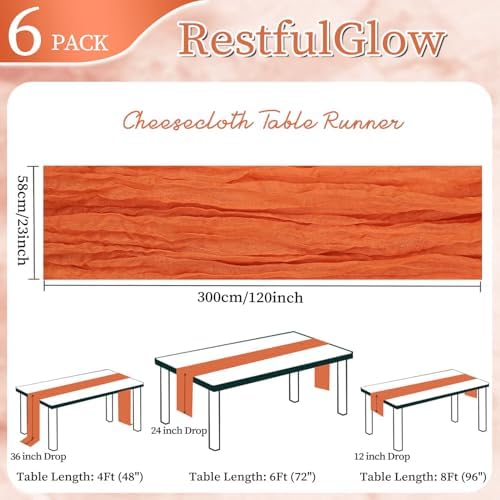 6 Pack Orange Cheesecloth Table Runner 10Ft 23 x 120 Inch - Image 2