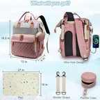 SHITIESHOU Diaper Bag Backpack Baby Bag, Baby Girl Boy Diaper Bag for Dad Mom with Pad, 16 Pockets, Pacifier Case, Large Diaper Bags Unisex for Travel(Pink Grey) - Image 6