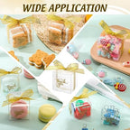 Thyle 200 Pcs Clear Favor Boxes 2x2x2 Inch Plastic Thank You Boxes with Lid Ribbon for Treats Candy Macaron Dessert Cupcake Gifts Wrap Party Favors Supplies(2 x 2 x 2 Inch) - Image 5