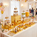 Leinuosen 7 Pcs Large Acrylic Buffet Risers, 6-12" Rectangle, Gold - Image 5