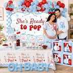 Shes Ready to Pop Baby Shower Decorations Boy All-in-1 Soda Pop Baby Shower Decorations with Balloon Arch Baby Boxes Plates Napkins Cake Toppers Tablecloth Backdrop Banner for Gender Reveal Party - Image 4