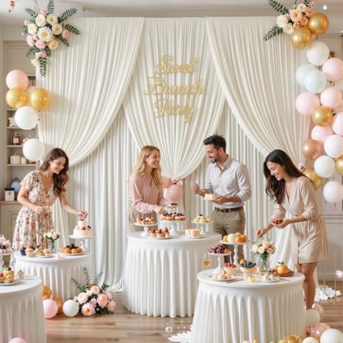 20x10FT Backdrop Curtains with Rod Pockets - Wrinkle Free Photo Stage Backdrop 4 Panels Curtains Drapes for Photography Wedding Party Baby Shower Decorations (Ivory) - Image 4
