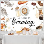 15x10ft Coffee Baby Shower Backdrop A Baby is Brewing Coffee Baby Shower Party Photography Background Milk Bottle Coffee Beans Croissant Newborn Baby Shower Decorations Banner Photo Studio Props - Image 4