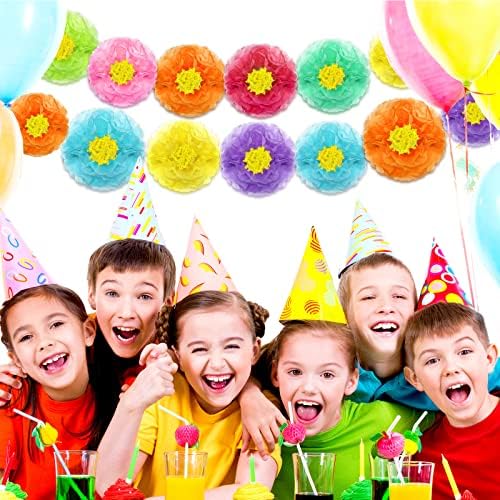 Outus 23 Pcs Colorful Fiesta Paper Flowers Tissue Paper Flowers 6-10'' Assorted Mexican for Cielito Lindo Party Hawaiian Carnival Rainbow Theme Birthday Decorations Baby Shower Wedding (Pack of 2) - Image 6