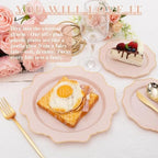 WDF 200PCS Pink Plastic Plates - Pink and Gold Plastic Plates - Include 100 Dinner Plate and 100 Cake Plate for Wedding/Bridal Shower/Tea party - Image 5