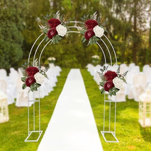 8.53Ft White Metal Wedding Arch Backdrop Stand with Base, Balloon Arch Stand Gold Backdrop Stand for Wedding Ceremony Bridal Baby Shower Photo Booth Party Decor (3-Layer White Wedding Arch) - Image 6