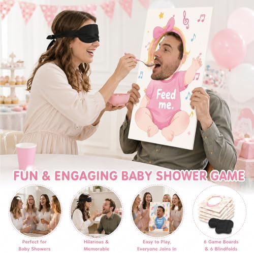 6 Set Blindfolded Baby Shower Games Feed Me Baby Shower Games Feed The Baby Blindfolded Games Blindfolded Baby Food Feeding Games Gender Reveal Games for Baby Shower Party Supplies - Image 3