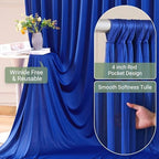 Royal Blue Tulle Backdrop Curtain for Parties Wedding,10ft x 10ft Wrinkle Free Curtain Backdrop,2 Layer Drapes for Backdrop,Polyester Wedding Back Drop for Bridal Shower Birthday Baby Shower - Image 5