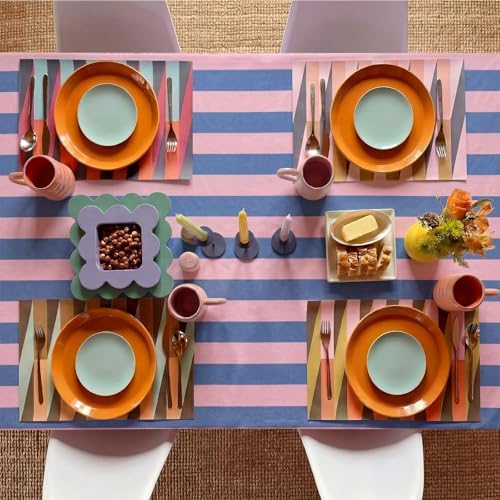 Tudomro Striped Tablecloth, Rectangle, Peony, Slate Blue, 84'' X 60'' - Image 6