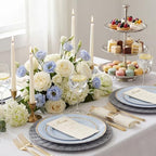 WDF Partyware 175PCS Blue Plates Disposable - Baby Blue Plastic Plates - 25Guests Plastic Dinnerware with Rolled Napkins for Wedding/Birthday/Baby Shower - Image 4