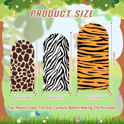 Safari Party Arch Backdrop Cover Set of 3 Wild Jungle Animal Birthday Decor - Image 2
