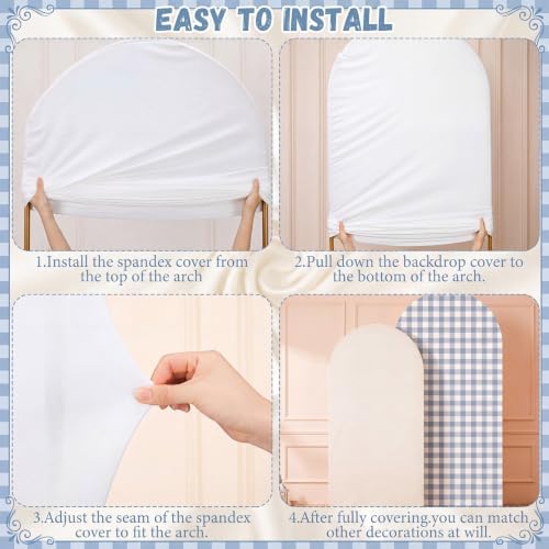 Tegeme 2 Set Gingham Arch Backdrop Cover 7.2ft 6.6ft Arch Cover, Blue,White - Image 4
