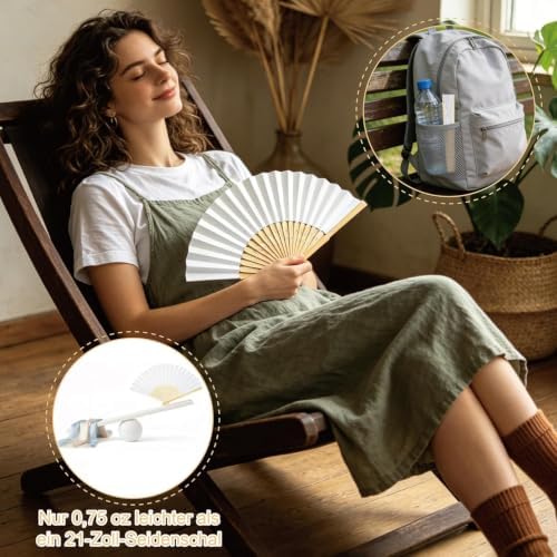50pcs White Paper Hand Fans Bulk – Bamboo Folding Fan, Hand Fan Foldable, Chinese Fan|Fans in Bulk, Wedding Fans, Paper Fans Bulk, Bulk Fans, Abanicos de mano para fiesta – Wedding Favors for Guests. - Image 5