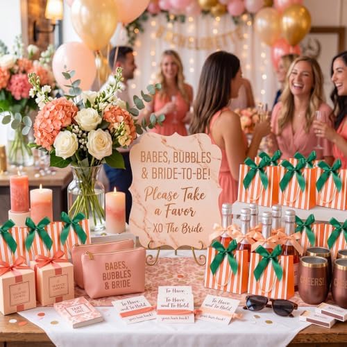 FunooFuno 50 Pack Orange Stripe Gift Bags with Green Bows, 5.5 Inches - Image 4