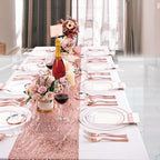 DaYammi 350PCS Clear Rose Gold Plastic Dinnerware Set for 50 Guests - Image 3