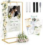 Wedding Sign Holder - Adjustable Welcome to Our Wedding Sign Stand Stand with 39 Premium Templates & Leather Straps, 64"x 30"x 20" Heavy Duty Easel Stand for Sign Display Poster, Wedding, Birthday by LIFEGOO