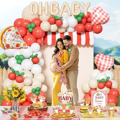 Special Delivery Pizza Baby Shower Decorations, Slice Slice Baby Party Decoration with Balloon Arch Boxes Italian Pizzeria Theme Backdrop Tablecloth Cake Cupcake Toppers Poster Sash Badge - Image 6