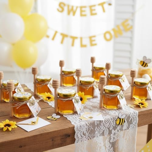 Adabocute Honey Pot, Mini Honey Jars w/Dippers, Glass Jars 1.5oz 40 Pack - Image 5