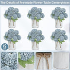 6 Set Pre-Made Flower Table Centerpieces - Dusty Blue - Image 5