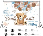 8x6ft We Can Bearly Wait Backdrop Bear Baby Shower Photography Background for Boys Cute Cartoon Balloons Baby Shower Party Decorations Supplies Photo Booth Props - Image 2