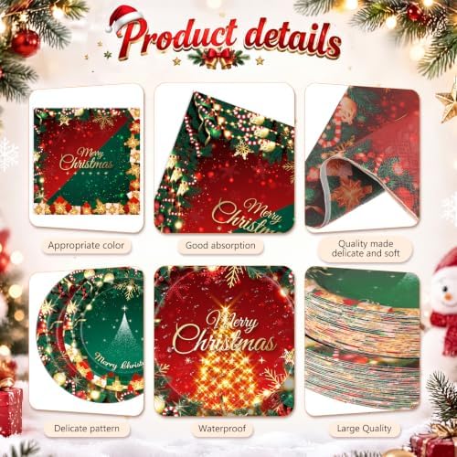 400 Pcs Gorgeous Christmas Plates Napkins Party Supply for 50 - Image 2