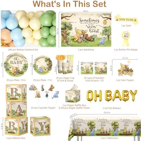 336PCS Bear Baby Shower Decorations Neutral Party Set 25 Guests - Image 2