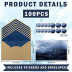 BBTO 100 Pcs Thank You Cards with Envelopes 100 Stickers, Thank You Gift Card Set Notes Bulk Printable with Brown Kraft Style Envelopes Wedding, Baby Shower, Business, Bridal Shower, Graduation(Blue) - Image 3